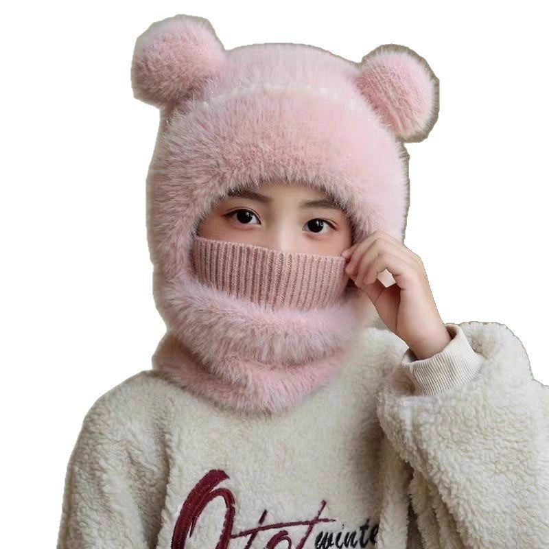 Gorro infantil de lana con capucha aislante, orejeras y resistente al viento