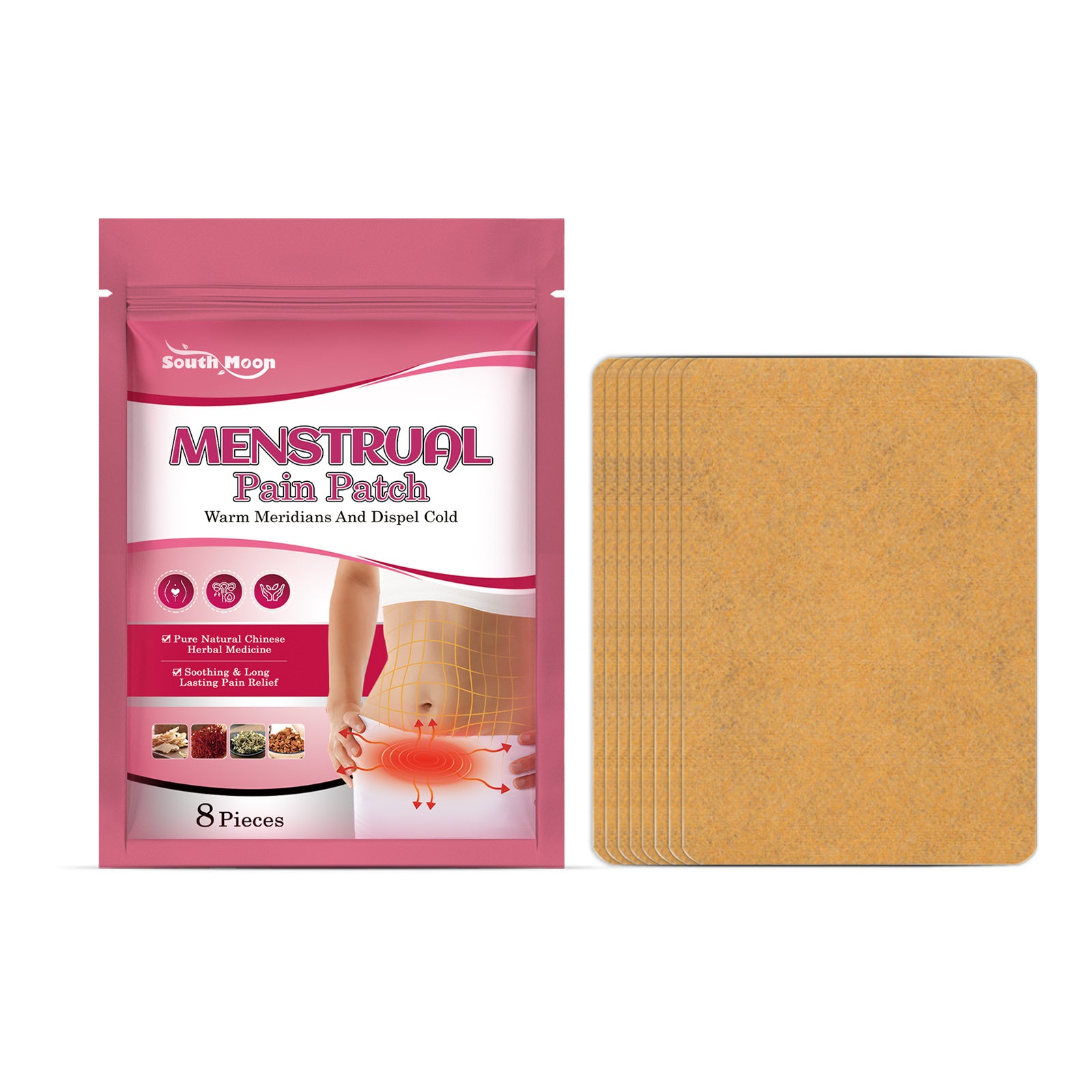 Parche para el dolor menstrual South Moon: Parche de cuidado corporal para el periodo fisiológico femenino — Alivio del dolor menstrual