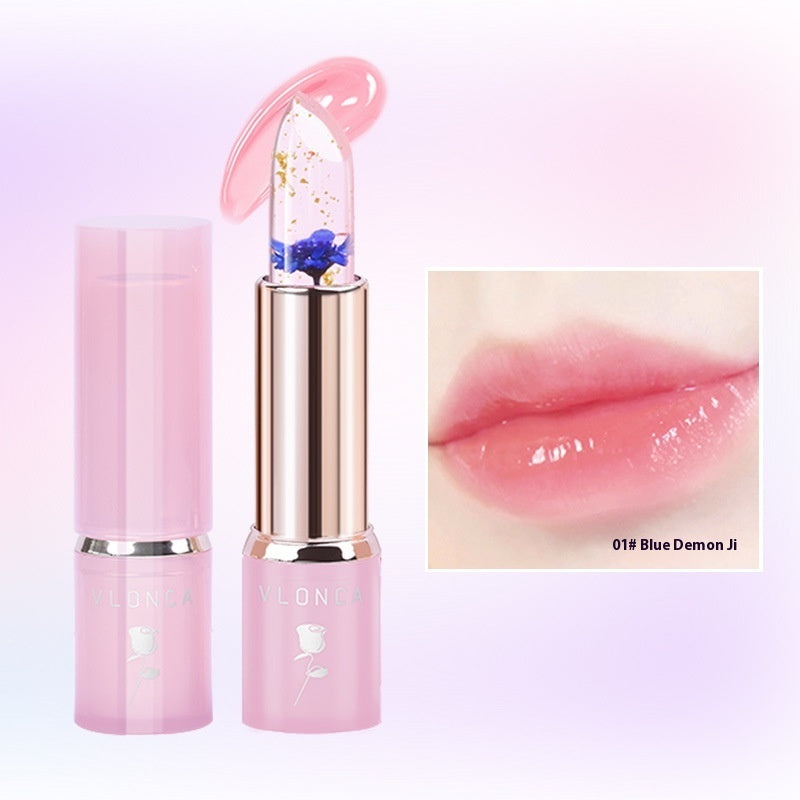 Lápiz Labial que cambia de color, con forma de gelatina y flores,resistente al agua y dura todo el dia.