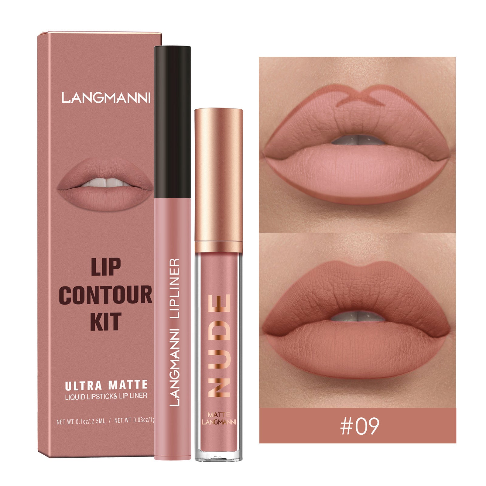 Set combinado de delineadores de labios — Labiales líquidos mate de larga duración (a prueba de manchas)