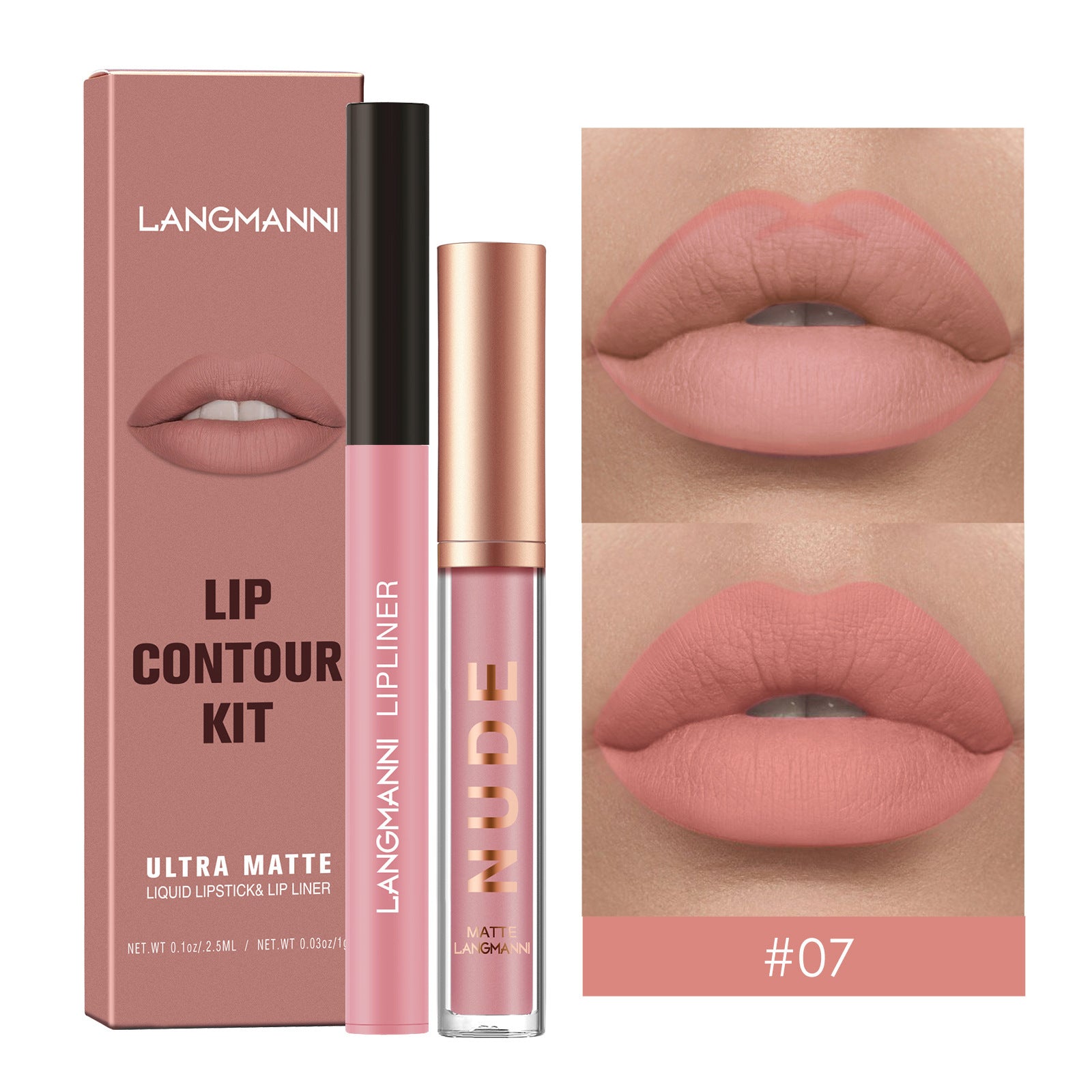 Set combinado de delineadores de labios — Labiales líquidos mate de larga duración (a prueba de manchas)