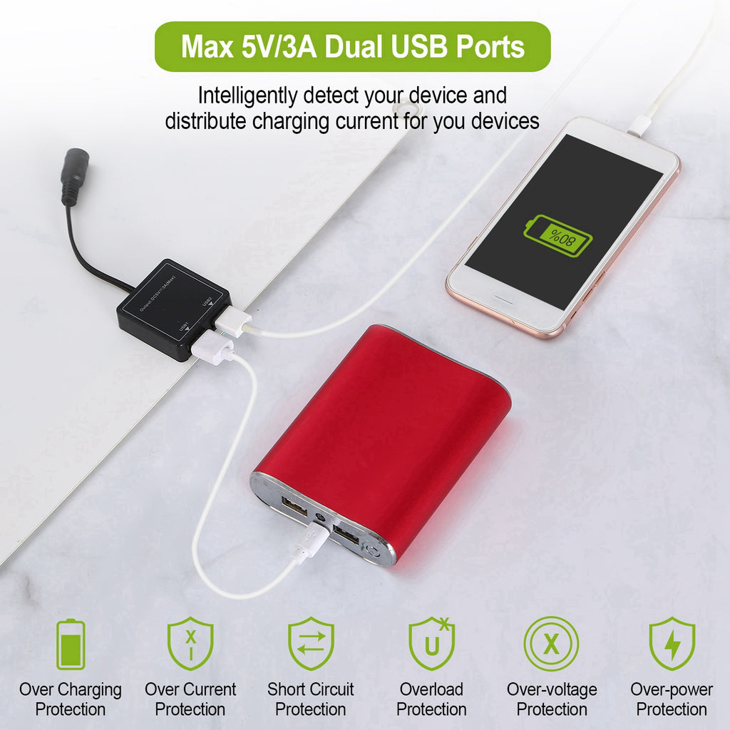 1 Panel Solar Exterior de 12V y 25W, Cargador de Batería para Automóvil, Impermeable IP68, con Cable de Carga Dual USB de 3.0A y Pinzas; para RV, Automóviles y Embarcaciones.