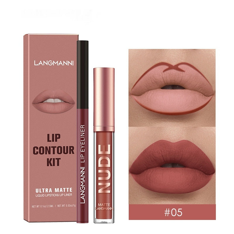 Set combinado de delineadores de labios — Labiales líquidos mate de larga duración (a prueba de manchas)