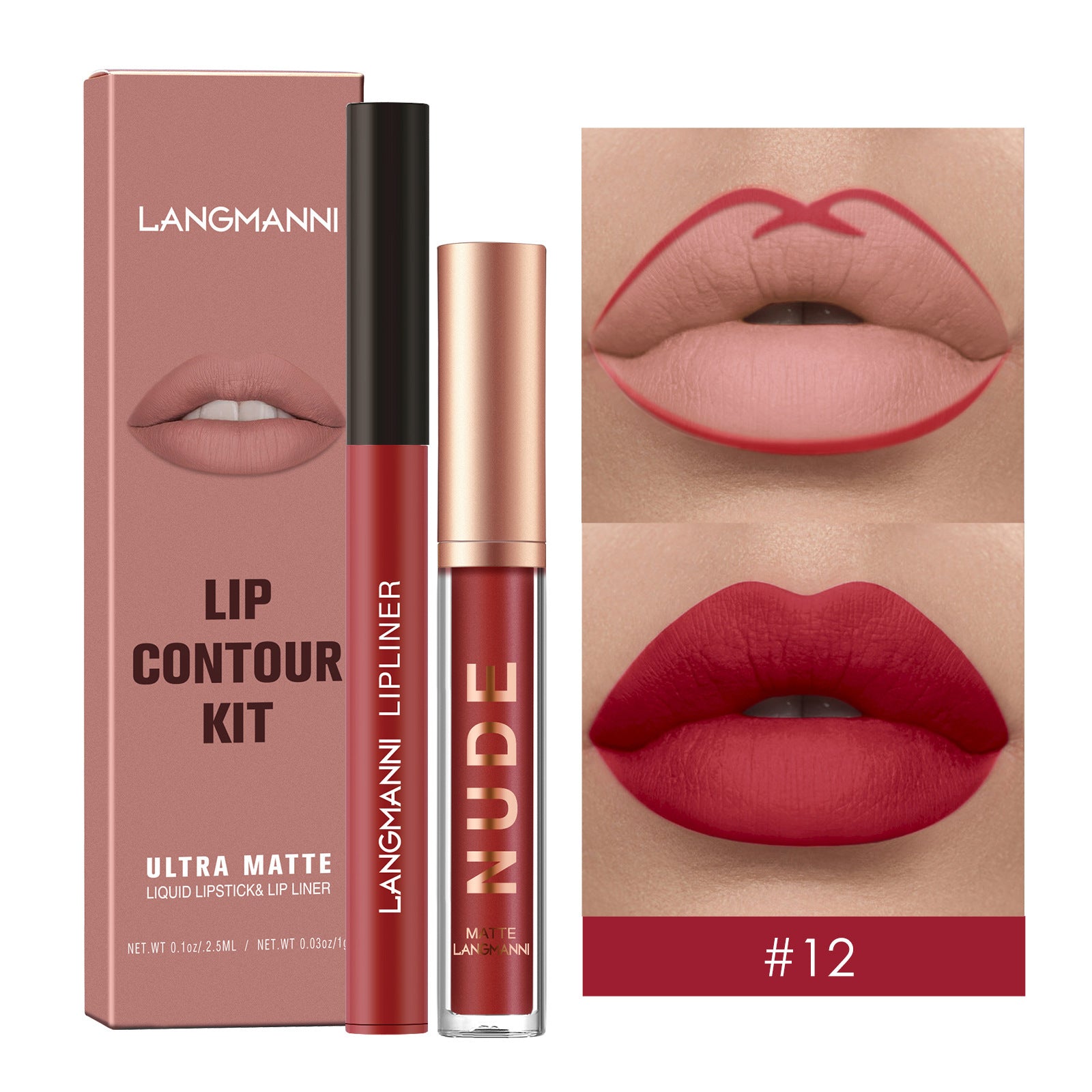 Set combinado de delineadores de labios — Labiales líquidos mate de larga duración (a prueba de manchas)
