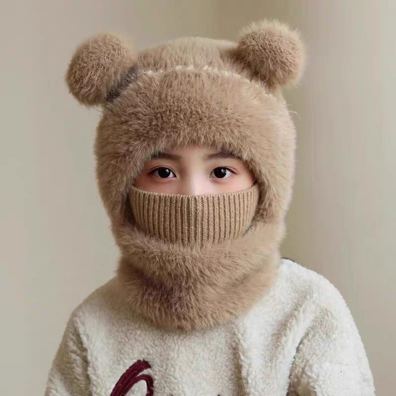 Gorro infantil de lana con capucha aislante, orejeras y resistente al viento
