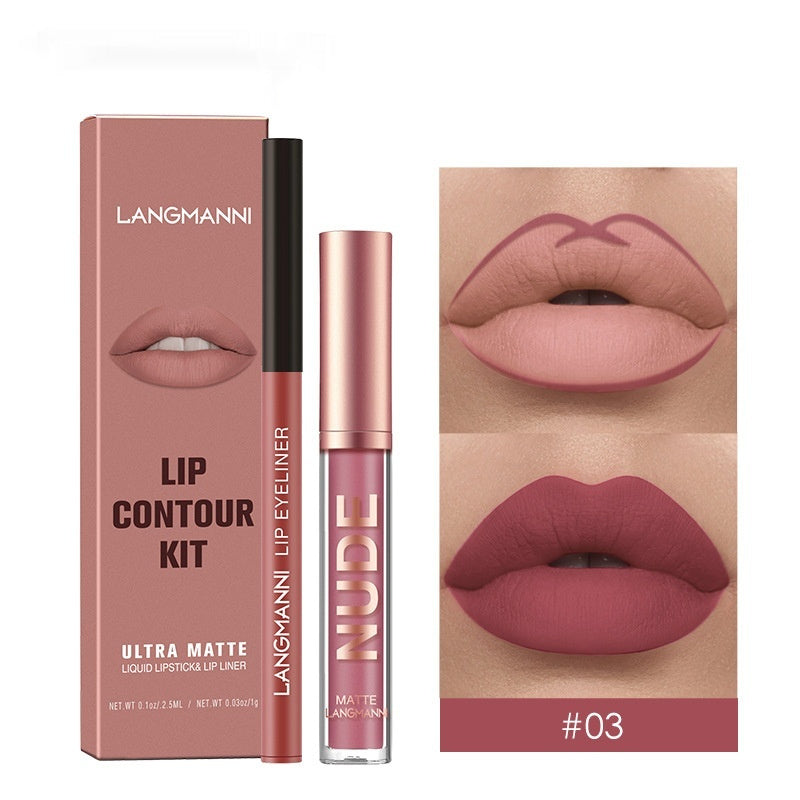 Set combinado de delineadores de labios — Labiales líquidos mate de larga duración (a prueba de manchas)