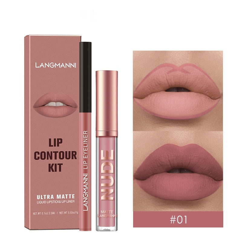 Set combinado de delineadores de labios — Labiales líquidos mate de larga duración (a prueba de manchas)
