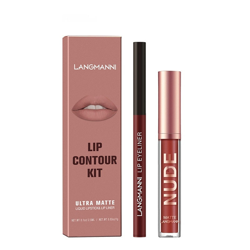 Set combinado de delineadores de labios — Labiales líquidos mate de larga duración (a prueba de manchas)
