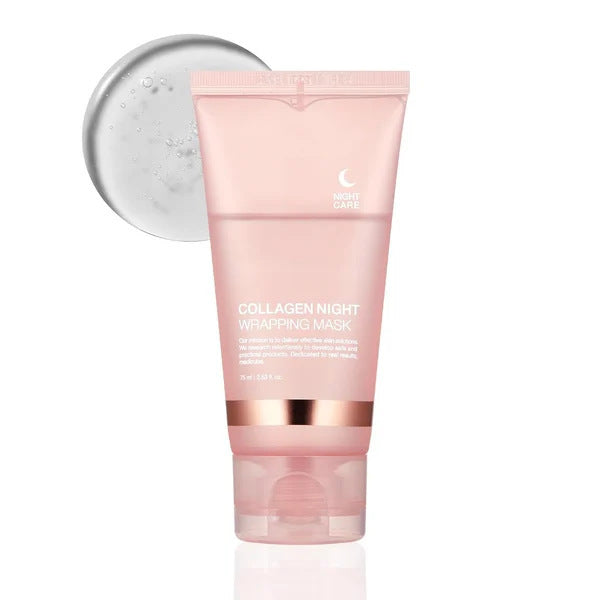 Mascarilla fácil nocturna de colágeno con ingredientes naturales.