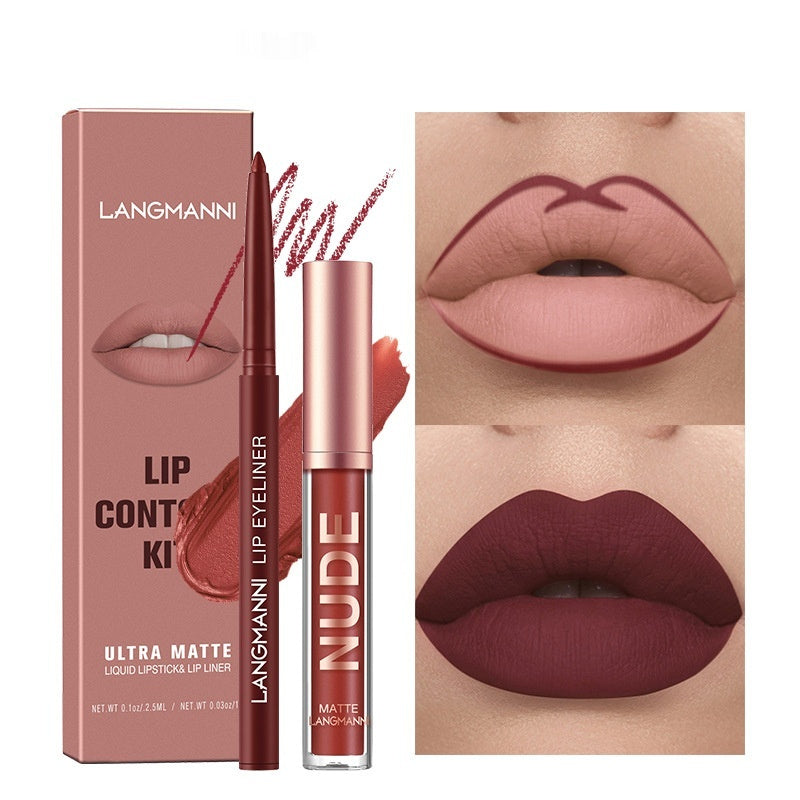 Set combinado de delineadores de labios — Labiales líquidos mate de larga duración (a prueba de manchas)