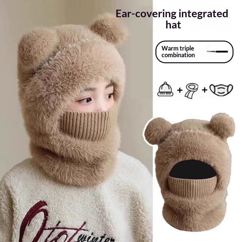 Gorro infantil de lana con capucha aislante, orejeras y resistente al viento