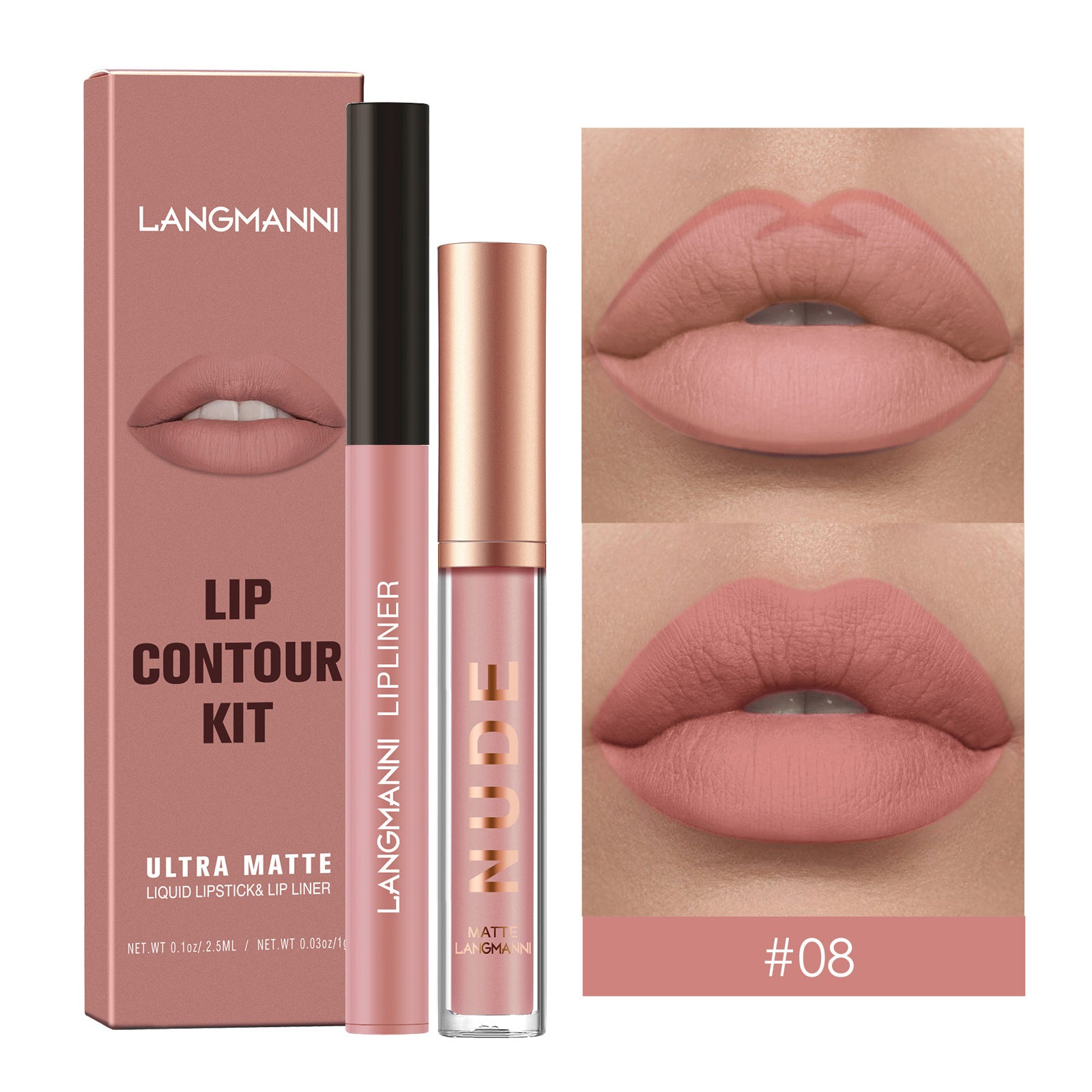 Set combinado de delineadores de labios — Labiales líquidos mate de larga duración (a prueba de manchas)
