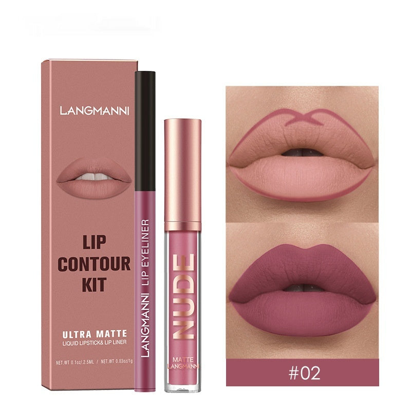 Set combinado de delineadores de labios — Labiales líquidos mate de larga duración (a prueba de manchas)