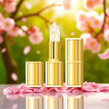 Labial hidratante con efecto dorado y cambio de color