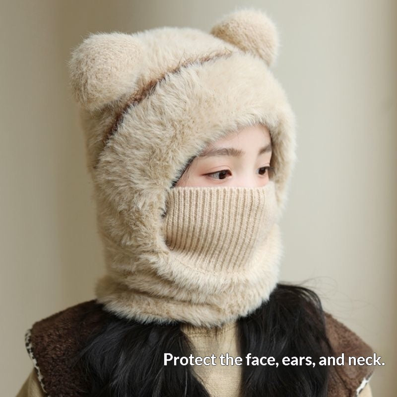 Gorro infantil de lana con capucha aislante, orejeras y resistente al viento