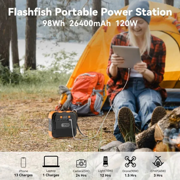 Estación de energía portátil Flashfish de 120 - Power Bank de 110 V para cargar laptops, teléfonos y tabletas .etc