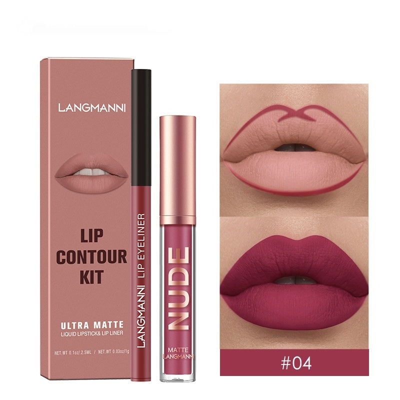 Set combinado de delineadores de labios — Labiales líquidos mate de larga duración (a prueba de manchas)