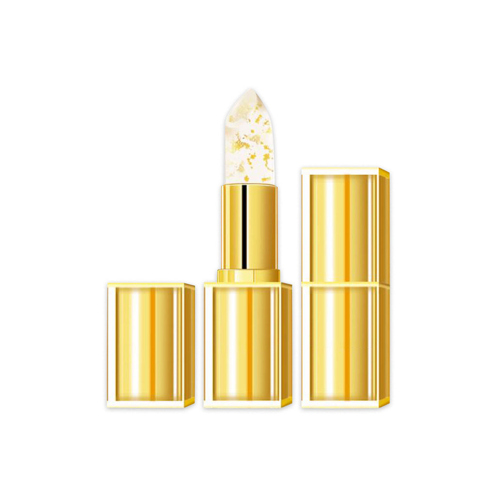 Labial hidratante con efecto dorado y cambio de color