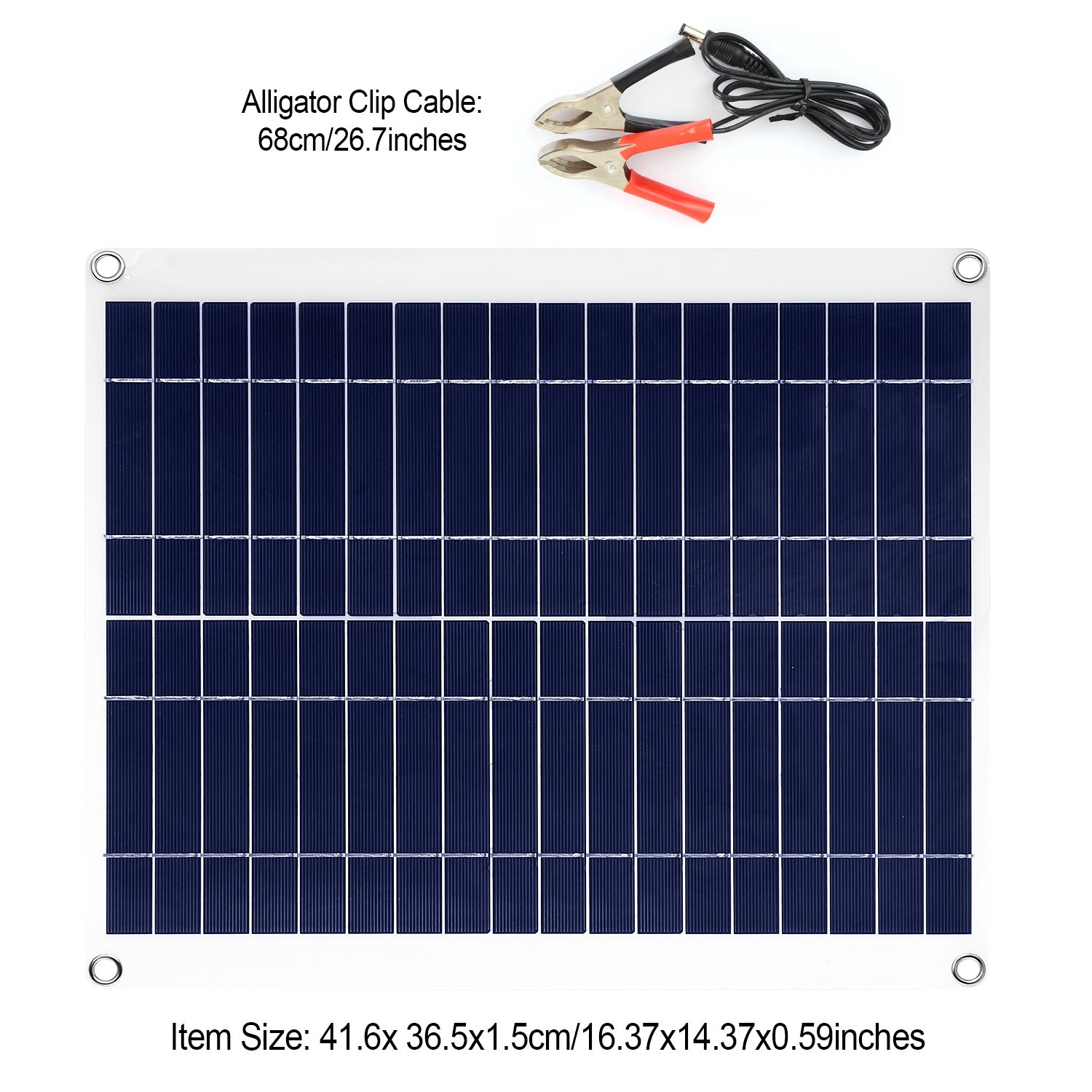 1 Panel Solar Exterior de 12V y 25W, Cargador de Batería para Automóvil, Impermeable IP68, con Cable de Carga Dual USB de 3.0A y Pinzas; para RV, Automóviles y Embarcaciones.