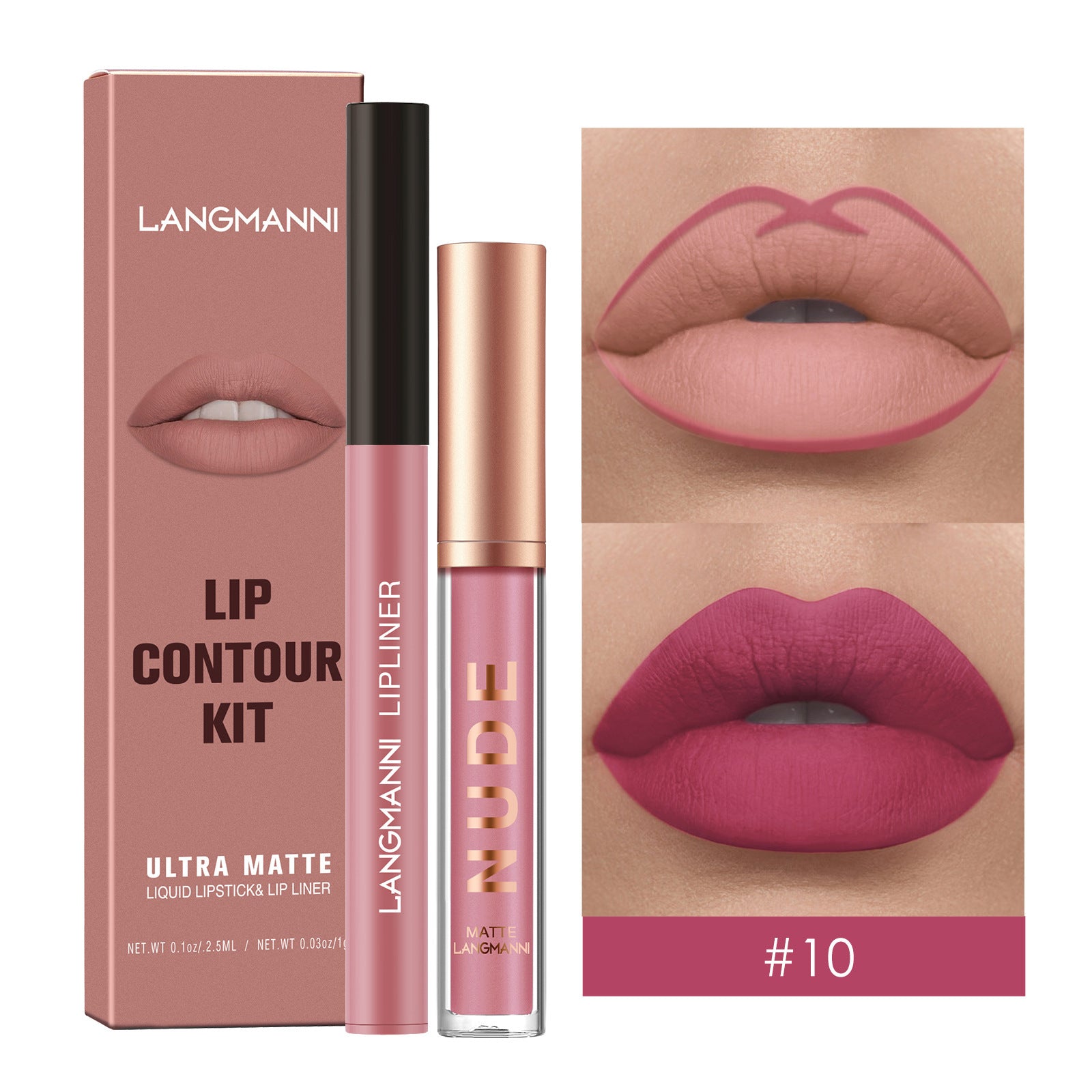 Set combinado de delineadores de labios — Labiales líquidos mate de larga duración (a prueba de manchas)