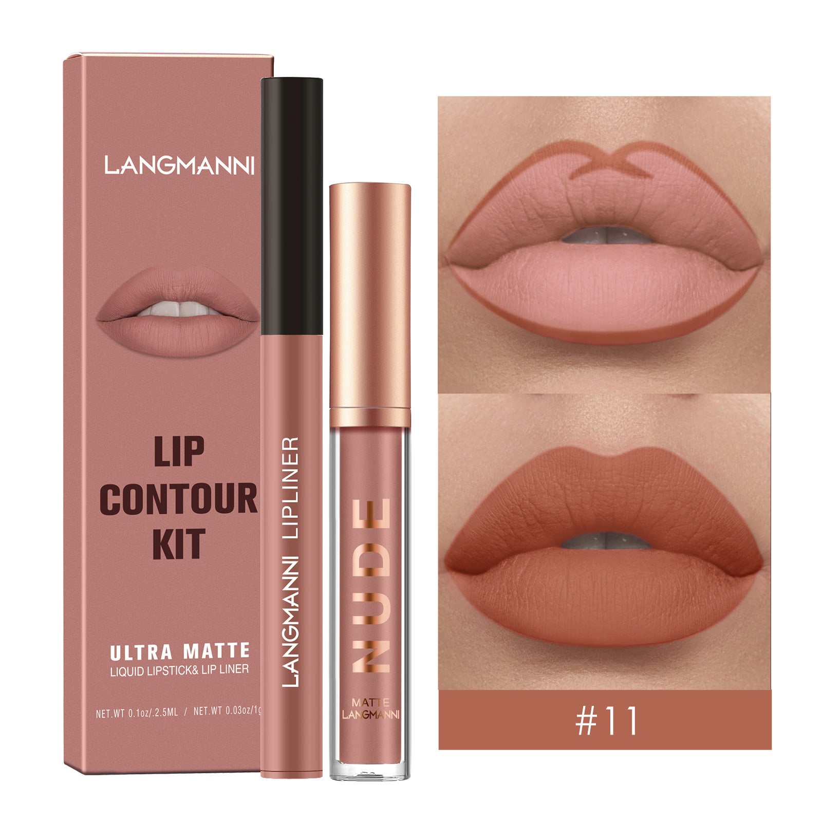 Set combinado de delineadores de labios — Labiales líquidos mate de larga duración (a prueba de manchas)