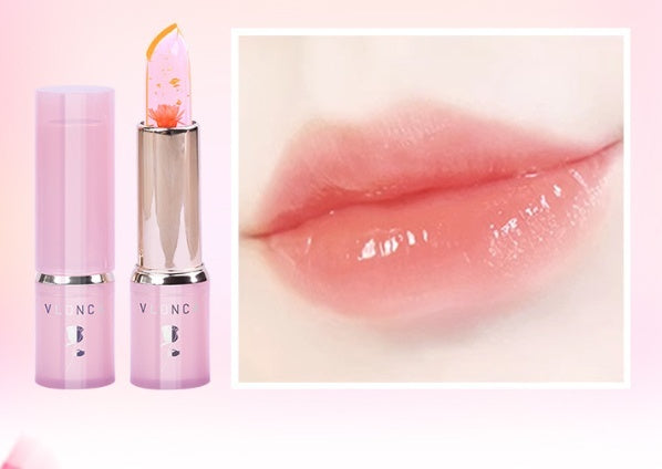 Lápiz Labial que cambia de color, con forma de gelatina y flores,resistente al agua y dura todo el dia.
