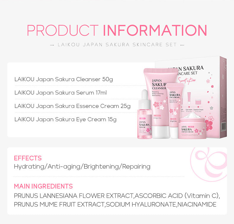 Set de cuidado facial Sakura de 4 piezas