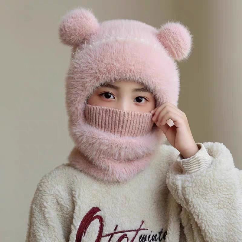 Gorro infantil de lana con capucha aislante, orejeras y resistente al viento
